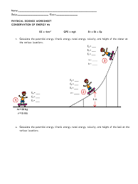 Physical science worksheet conservation of energy 2 answers. Conservation Of Energy Kinetic Energy Potential Energy