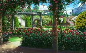 Rose Garden Hd Desktop Wallpaper Anime Scenery Anime Scenery Wallpaper Scenery Background