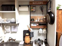 ミニキッチンを100円の突っ張り棒とワイヤーネットで使いやすく簡単diy 工程まとめ プチroom暮らし キッチン diy 狭いキッチン レイアウト 狭い家のキッチン