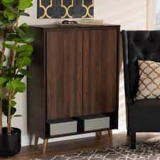 Bamboo shoe bench rack with removable cushion, hidden storage compartment, side drawer, entryway shoe storage organizer shoe cabinet for hallway entryway (28.3 x 12.6 x 18.3 inch) 4.3 out of 5 stars 284 Landen Walnut Brown And Gold Finished Wood 2 Door Entryway Shoe Storage Cabinet Overstock 33993247
