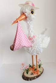 Stork Centerpiece Baby Girl Stork Centerpiece Unique Baby Etsy