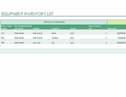 Move to the next column, and input the description of the item, such as specification, condition etc. Equipment Inventory List