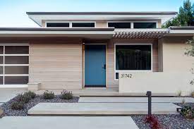 Home services experienced pros happiness guarantee. Blue Door At Midcentury Modern Update Midcentury Exterior Orange County By Moss Yaw Design Studio Houzz