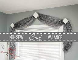 Ideas to drape a window scarf. No Sew Scarf Valance Scarf Valance Window Treatments Bedroom Window Scarf