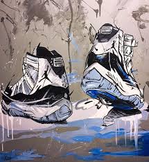 Just Finished This Painting On To The Next Teamnosleep Art Blue White Black Painting Paintings Shoes Jordan 11 Conco Sneaker Art Nike Art Art