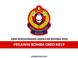 Peperiksaan online memasuki perkhidmatan awam (psee) pegawai bomba gred kb19 ini akan dijalankan pada 20 februari 2020 bagi jawatan di jabatan bomba dan penyelamat malaysia. Permohonan 1000 Kekosongan Pegawai Bomba Gred Kb19 Untuk Pengisian Jawatan Sepanjang 2020 Edu Bestari