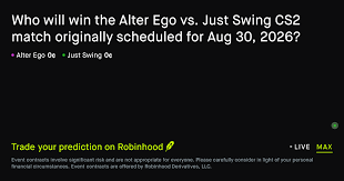 August 30, 2026: Alter Ego vs. Just Swing Esports Prediction Market