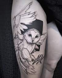 Collection by owl makes me happy. Sketch Work Barn Owl Tattoo On The Thigh
