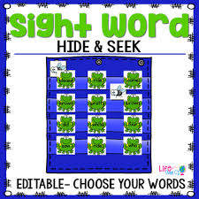 Sight Word Editable Hide Seek Pocket Chart Cards Frog Theme