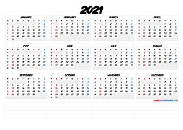 Free printable 2021 yearly calendar; 2021 Printable Yearly Calendar With Week Numbers 6 Templates Free Printable 2021 Monthly Calendar With Holidays