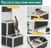 3 Tier Wooden Outdoor & Indoor Cat House Suitable For 1-3 Cats Cat  Enclosure Resting Box With 4 Platforms And 2 Doors Cat Shelter Kitty House  With A ...