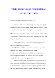 Check spelling or type a new query. Doc Teori Titik Pulang Pokok Break Event Point Bep Dina Rajagukguk Academia Edu