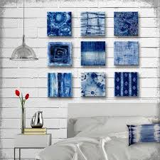Indigo Tie Dye Batik Glass Wall Art Handmade Decoupage 5 6 Etsy Glass Wall Art Decor Art