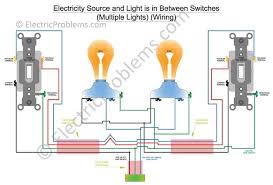 3 way switch wiring diagram line to light fixtureline voltage enters the light fixture outlet box. How To Wire A 3 Way Switch With Multiple Lights Electric Problems