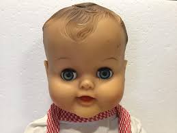 Vintage Doll Vinyl Soft Plastic Doll Blue Sleeping Eyes, No Hair