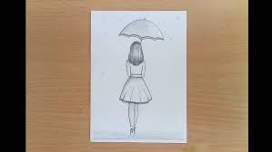 How does one draw the lightness of a feather, and the hardness of a rock, when using the same pencil on a two dimensional sheet of paper? Easy Pencil Drawing For Beginners A Girl With Umbrella Step By Step Youtube
