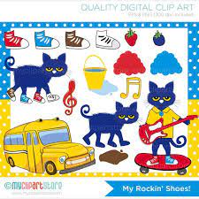 My Rockin Shoes Pete Cat Clip Art Digital Clipart Instant Download Clip Art Digital Clip Art Cat Clipart
