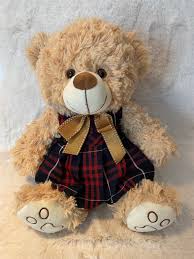 12 Inch Tan Plush Teddy Bear Dark Navyred And White Plaid Etsy In 2020 Teddy Bear Teddy Teddy Bear Plush