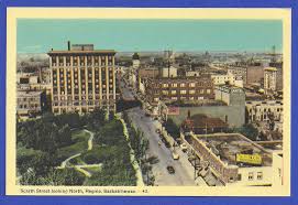Scarth Street North Regina Saskatchewan Canada Early Era Buildings Cars Veiws Saskatchewan Paris Skyline Postcard