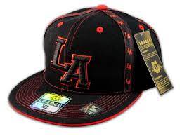 This Is A High Quality Black Ball Cap It S In The Hip Hop Style Flat Brim Hat From Leader It S Embroidered Says La On Hip Hop Hat Black And Red