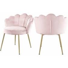 blush pink velvet flower petal back accent dining chair gold legs set of 2 upholstered side chair side chairs velvet dining chairs