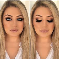 Although there isn't a rule of thumb when it comes to makeup, those with blond hair and blue eyes generally should choose colors, tones and products that suit and complement their coloring. Gold Smokey Cat Eye Looks So Amazing On Her Ice Blue Eyes Hair Colored By Inessav Sign Up Fo Wedding Makeup For Blue Eyes Blue Eye Makeup Smokey Cat Eye
