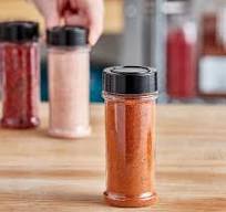 5.5 oz. Round Plastic Spice Container and 48/485 Smooth Black Lid with Foam  Liner - 350/Case