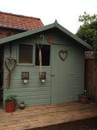 Painted The Shed Green Painted Garden Sheds Garden Huts Painted Shed