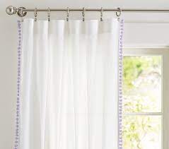 Pbteen Pom Pom Curtains Plan To Do A Diy White Blackout Curtain With Lavender Trim Pom Poms Pottery Barn Kids Homemade Curtains Boho Curtains