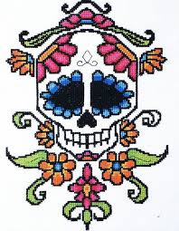 Stitches = 205w x 296h colours = 7 dmc colour finished size = 15 x 21.5 using 14count or 11.5 x 16.5 using 18count. Sugar Skull 1 Cross Stitch Pattern By Stoney Creek