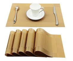 Borlan Vinyl Golden Placemats Heat Resistant Dining Table Mats Nonslip Washable Place Mats Set Of 6golden See This Great Kitchen Decor Placemats Table Mats