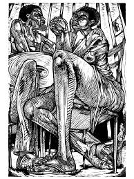 Black Art In America Steve Prince Artfactfriday In The Series Old Testament By Steve Prince Both The Man And The Woman Are Touching In Some Manner A Beau Linocut Art Black Art Painting Art