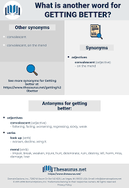 The best 191 synonyms for better, including: Synonyms For Getting Better Thesaurus Net