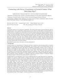 Pdf Contracting With Gharar Uncertainty In Forward Contract What Does Islam Says
