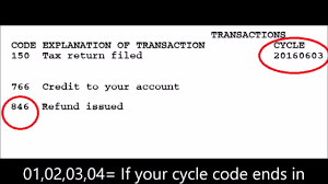 2017 tax year tax transcripts what is a cycle code