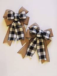 Black And White Buffalo Plaid Ribbon Black White Buffalo Plaid Sparkle Burlap Bow Black White Etsy Christmas Wreath Bows Christmas Bows Plaid Christmas Tree