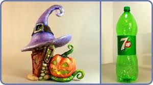 This decorative bottle was handmade using empty wine bottle and polymer clay. Diy Halloween Fairy House Lamp Using A Plastic Bottle Youtube