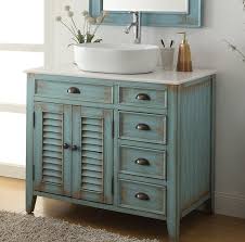 Distressed Blue Vessel Sink Bathroom