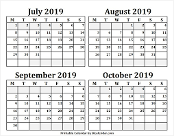Free Print July October 2019 Calendar 2019 July Calendar Word Calendar Word July Calendar 2019 Calendar