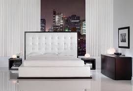 York wood antique white bedroom set with storage platform bed, dresser, mirror and two nightstands. Ludlow White Leather Bedroom Set By Modloft
