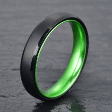Black And Green Wedding Band Black Tungsten Wedding Band Pristine Green Black Tungsten Wedding Band Green Wedding Rings Black Tungsten Rings