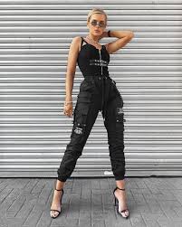 Black And White Cargo Pants Womens Chain Detail Cargo Pants Black Cargo Pants Fashion White Wide Leg Pants