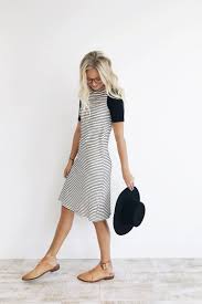 Black 3 4 Sleeve Dress With Pockets Striped 3 4 Sleeve Dress With Pockets Roolee Fashion Modest Outfits Dresses