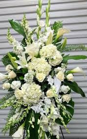 White Family Package Two Standing And One Casket Spray Funeral Flowers Casket Sprays Casket Flowers