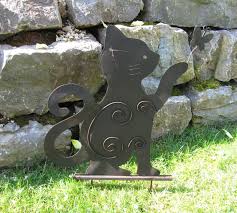 Gartendeko Gartenstecker Katze Mit Schmetterling 50cm Metall Top Qualitat 2373 Ebay Kot
