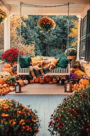 Bedroom Decor Pinterest Fall Porch Decorating Classy Girls Wear Pearls Sunbrella In 2020 Fall Decorations Porch Front Porch Decorating Fall Porch