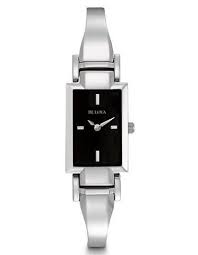 Bulova Ladies Bangle Style Dress Watch Black Dial Stainless Steel Stainless Steel Bangles Womens Watches Luxury Bracelet Watch