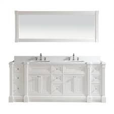 Mod 84 inch free standing modern bathroom vanity with double reinforced acrylic sink suave and refined, the dolce series is the highlight of any modern bathroom. 84 Inch White Finish Double Sink Bathroom Vanity Cabinet With Mirror