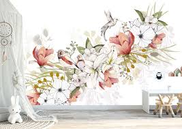 Our removable wallpapers are stunning. Finch Love Birds Flower Wall Mural Wallpaper Kids Nursery Decor Art Gift Diy B70 Ebay