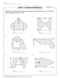 area of compound shapes composite shapes worksheets